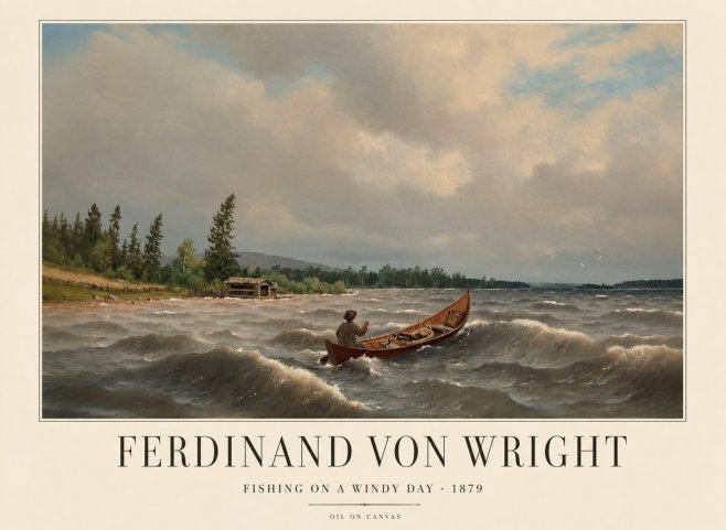 Ferdinand von Wright Fishing on a Windy Day No1 - Plakát