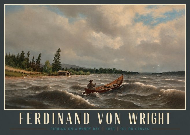 Ferdinand von Wright Fishing on a Windy Day No4 - Plakát