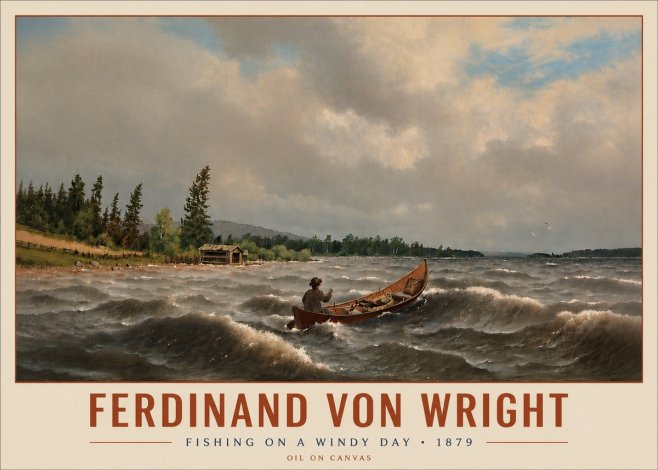Ferdinand von Wright Fishing on a Windy Day No5 - Plakát