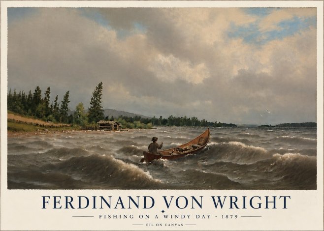 Ferdinand von Wright Fishing on a Windy Day No6 - Plakát