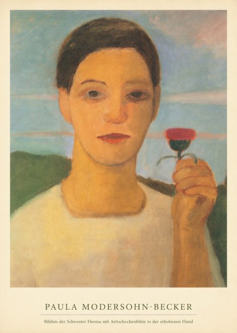 Paula Modersohn-Becker Bildnis Der Schwester Herma Mit Artischockenblüte in Der Erhobenen Hand No6 - Plakát
