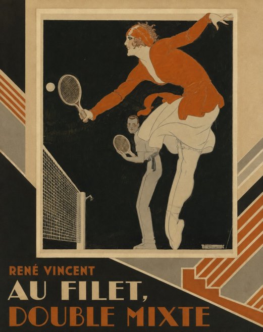 René Vincent Au Filet, Double Mixte No2 - Plakát