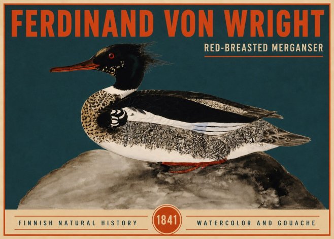 Ferdinand von Wright Red-breasted Merganser No2 - Plakát