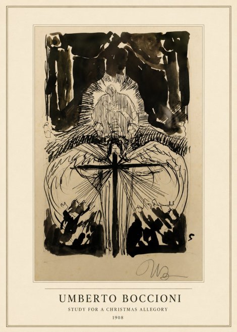 Umberto Boccioni Study for a Christmas Allegory No3 - Plakát