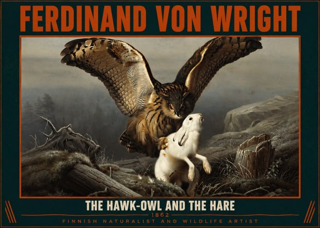 Ferdinand von Wright The Hawk-owl and the Hare No2 - Plakát