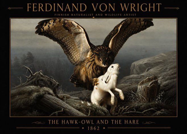 Ferdinand von Wright The Hawk-owl and the Hare No4 - Plakát