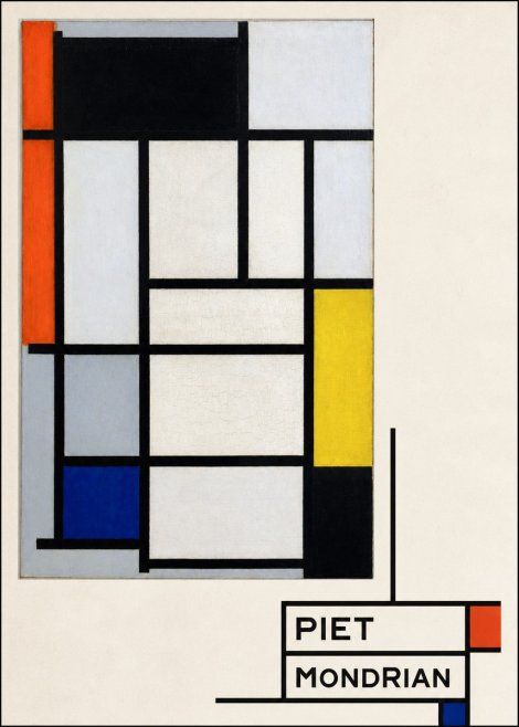 Piet Mondrian Composition with Red, Blue and Yellow No4 - Plakát