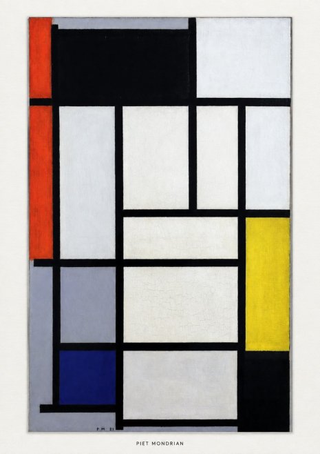 Piet Mondrian Composition with Red, Blue and Yellow No5 - Plakát