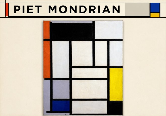 Piet Mondrian Composition with Red, Blue and Yellow No6 - Plakát