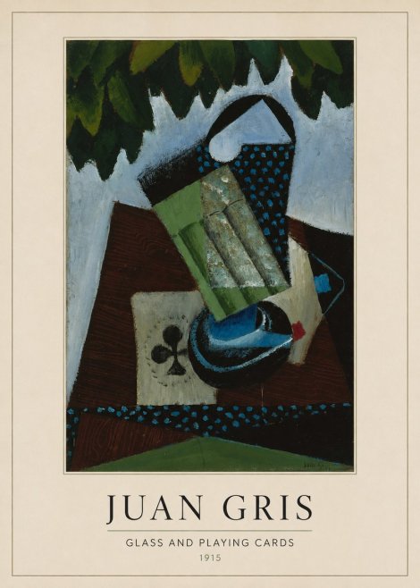 Juan Gris Glass and Playing Cards No3 - Plakát