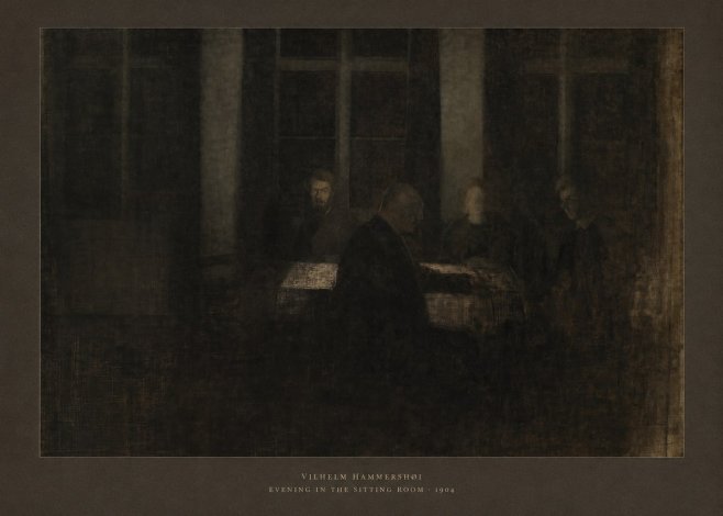 Vilhelm Hammershøi Evening in the Sitting Room No5 - Plakát