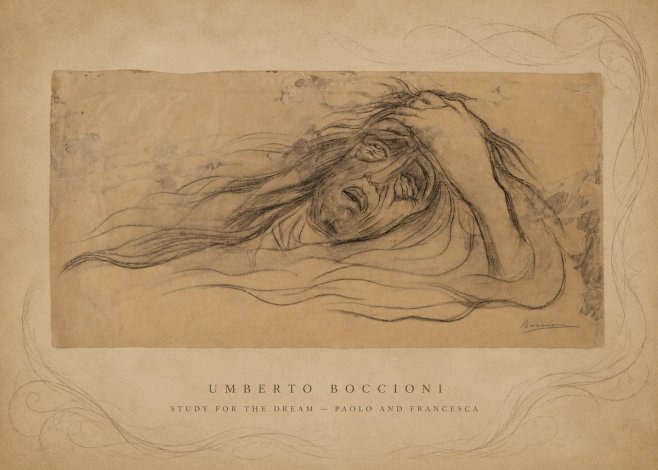 Umberto Boccioni Study for the Dream — Paolo and Francesca No5 - Plakát