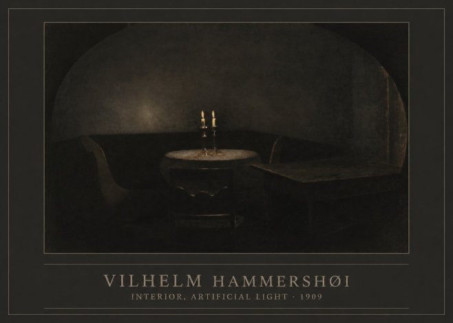 Vilhelm Hammershøi Interior, Artificial Light No1 - Plakát