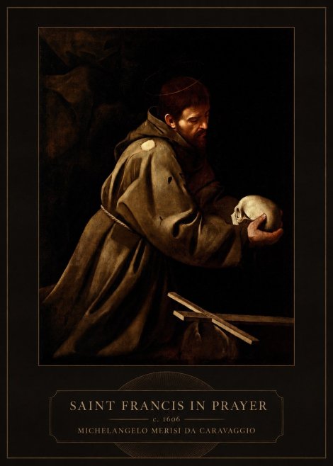 Michelangelo Merisi da Caravaggio Saint Francis in Prayer II No3 - Plakát