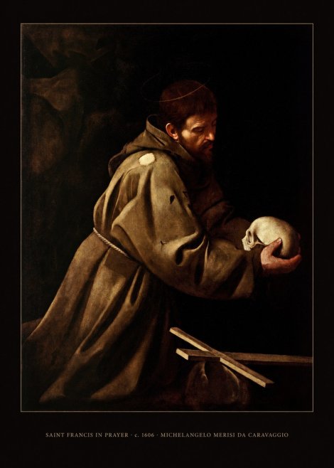 Michelangelo Merisi da Caravaggio Saint Francis in Prayer II No5 - Plakát