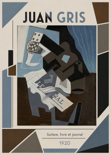 Juan Gris Guitare, Livre Et Journal No2 - Plakát