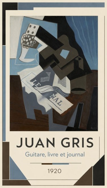 Juan Gris Guitare, Livre Et Journal No3 - Plakát
