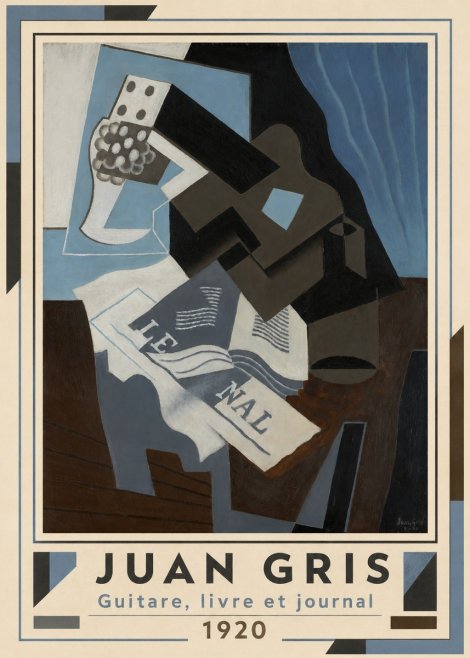 Juan Gris Guitare, Livre Et Journal No6 - Plakát