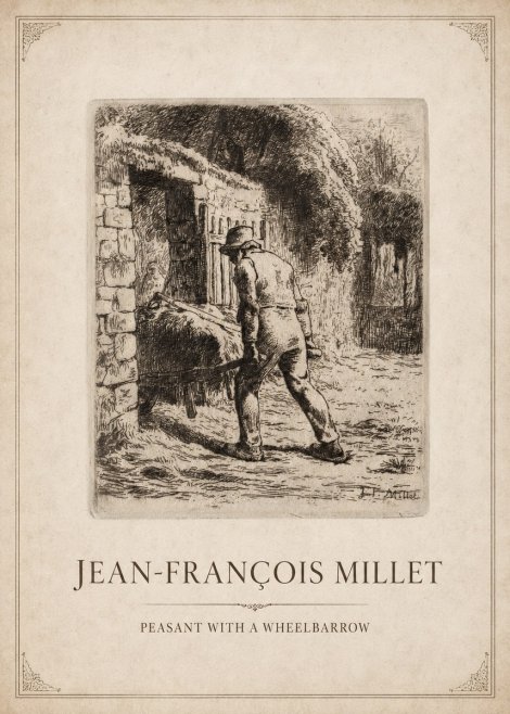 Jean-François Millet Peasant with a Wheelbarrow No1 - Plakát