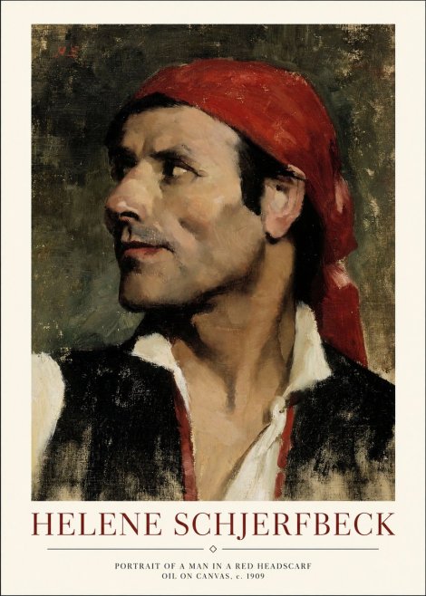Helene Schjerfbeck Portrait of a Man in a Red Headscarf No1 - Plakát
