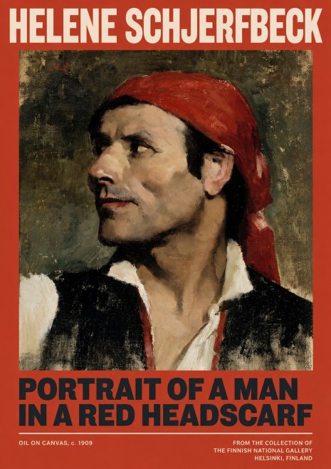 Helene Schjerfbeck Portrait of a Man in a Red Headscarf No2 - Plakát