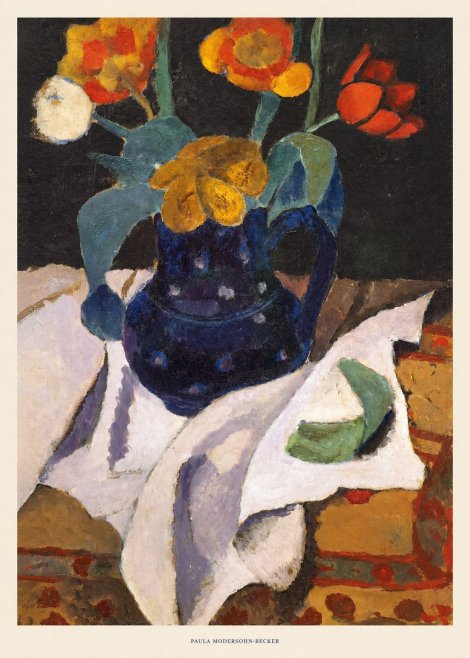 Paula Modersohn-Becker Still Life with Blue Jug and Flowers No6 - Plakát