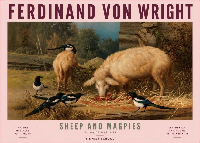Ferdinand von Wright Sheep and Magpies No5 - Plakát