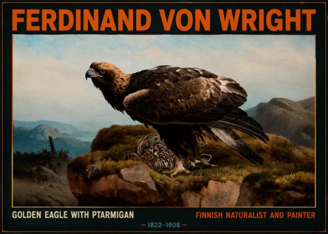 Ferdinand von Wright Golden Eagle with Ptarmigan No2 - Plakát