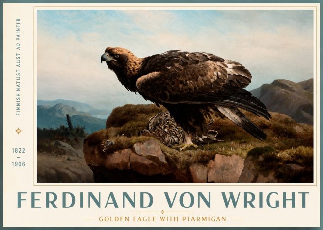 Ferdinand von Wright Golden Eagle with Ptarmigan No3 - Plakát
