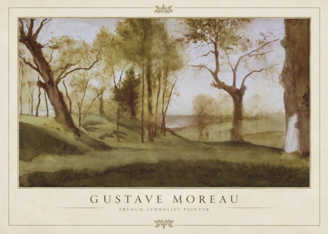 Gustave Moreau Wooded River Landscape No2 - Plakát