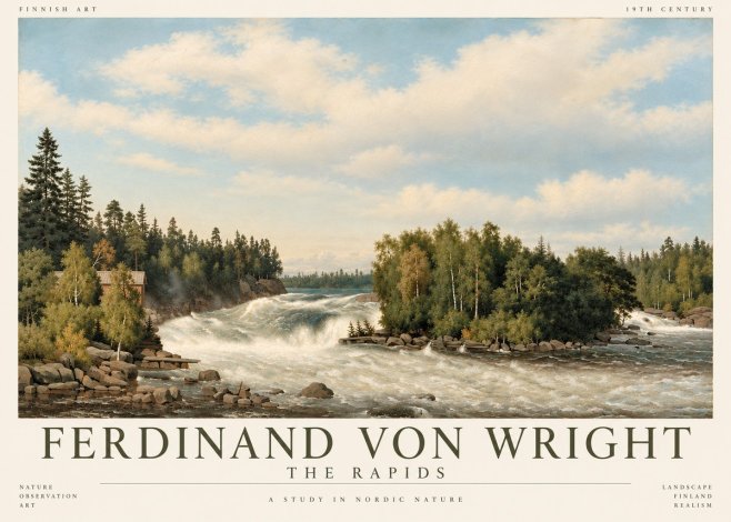Ferdinand von Wright Rapids in a Finnish River No6 - Plakát