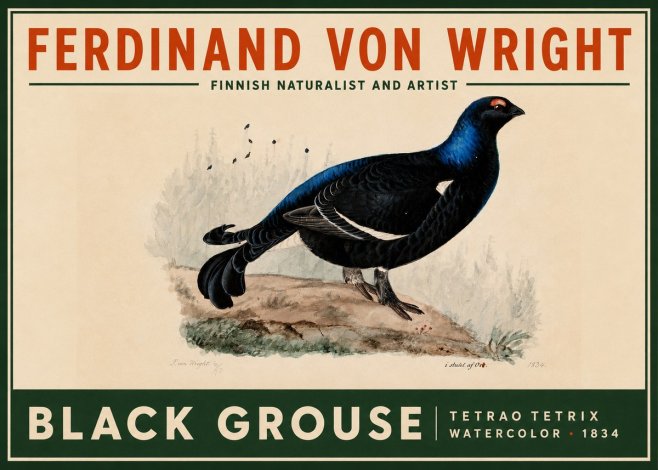 Ferdinand von Wright Black Grouse No2 - Plakát