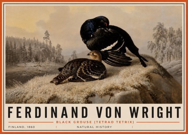 Ferdinand von Wright Black Grouse (Tetrao Tetrix) No6 - Plakát