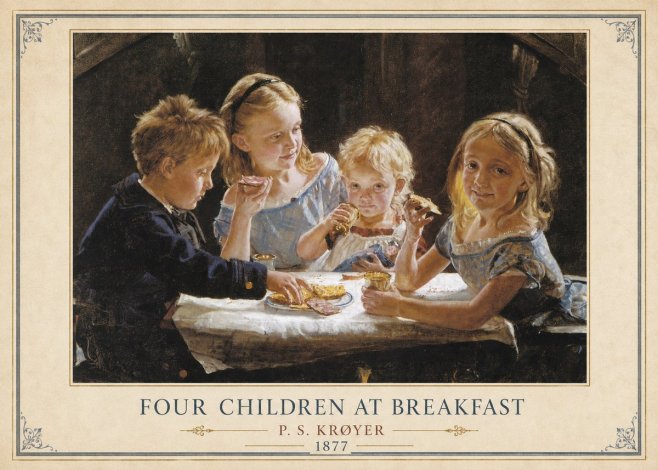 P.S. Krøyer Four Children at Breakfast No3 - Plakát