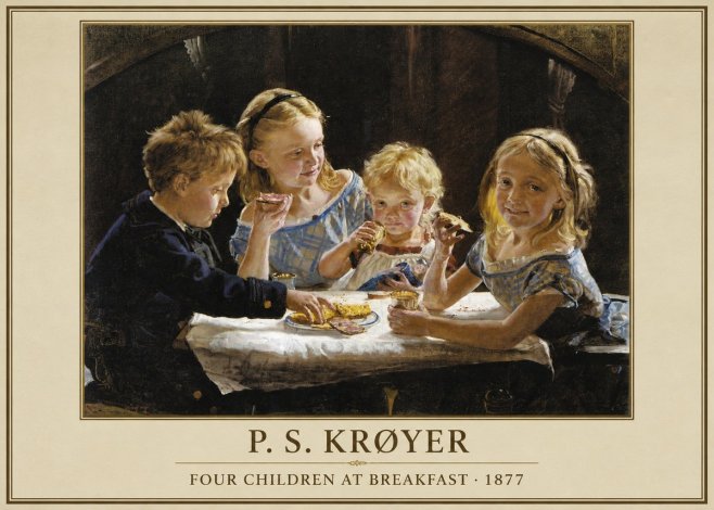 P.S. Krøyer Four Children at Breakfast No4 - Plakát