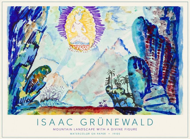 Isaac Grünewald Mountain Landscape with a Divine Figure No1 - Plakát