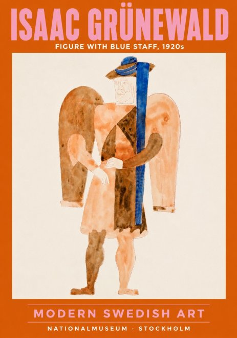 Isaac Grünewald Figure with Blue Staff No2 - Plakát