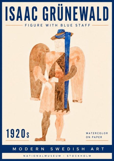 Isaac Grünewald Figure with Blue Staff No5 - Plakát