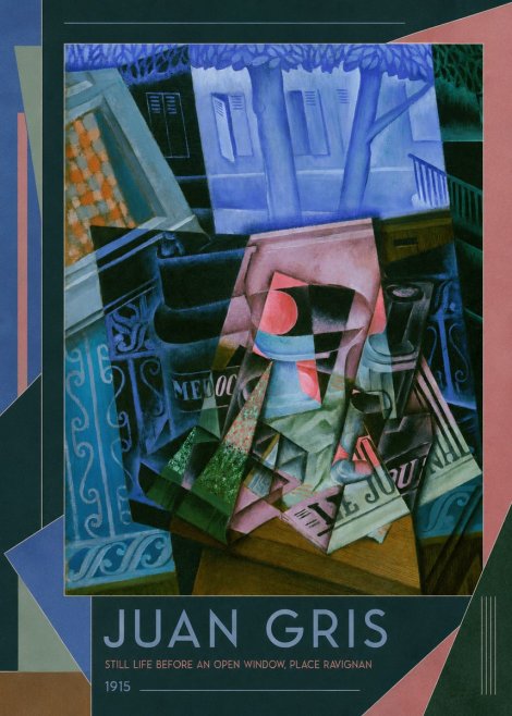Juan Gris Still Life Before an Open Window, Place Ravignan No4 - Plakát