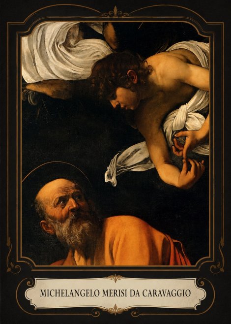 Michelangelo Merisi da Caravaggio The Inspiration of Saint Matthew I No4 - Plakát