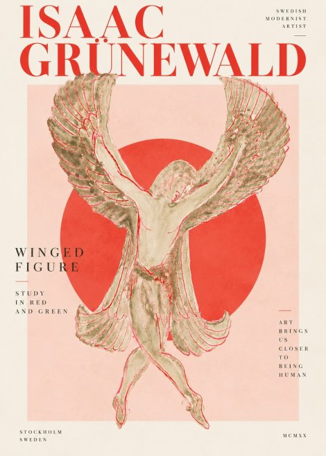 Isaac Grünewald Winged Figure Study in Red and Green No4 - Plakát