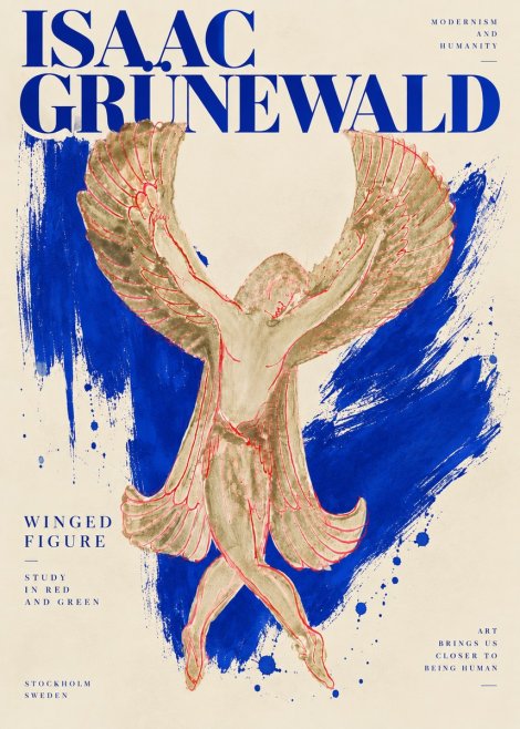 Isaac Grünewald Winged Figure Study in Red and Green No6 - Plakát