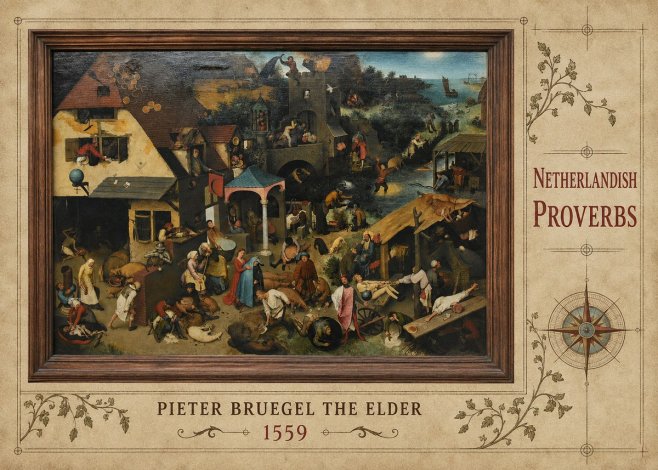Pieter Bruegel Netherlandish Proverbs XI No3 - Plakát
