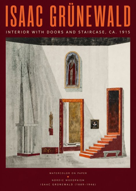 Isaac Grünewald Interior with Doors and Staircase, Ca. 1915 No2 - Plakát