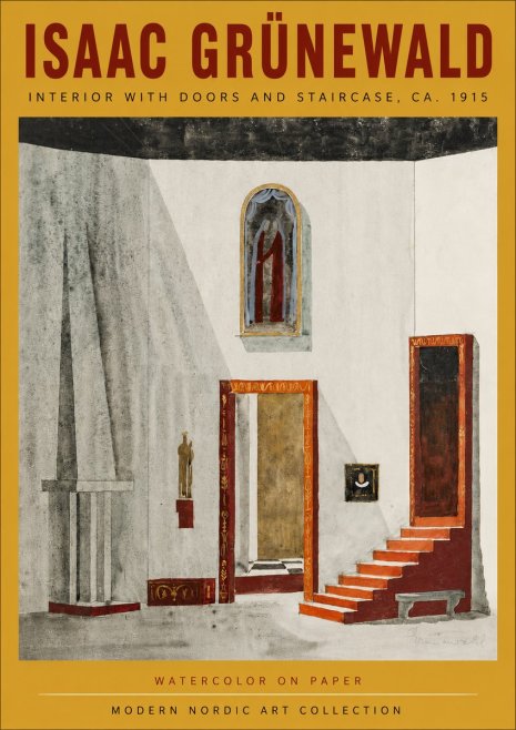 Isaac Grünewald Interior with Doors and Staircase, Ca. 1915 No4 - Plakát