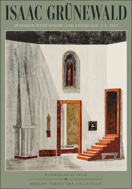 Isaac Grünewald Interior with Doors and Staircase, Ca. 1915 No6 - Plakát