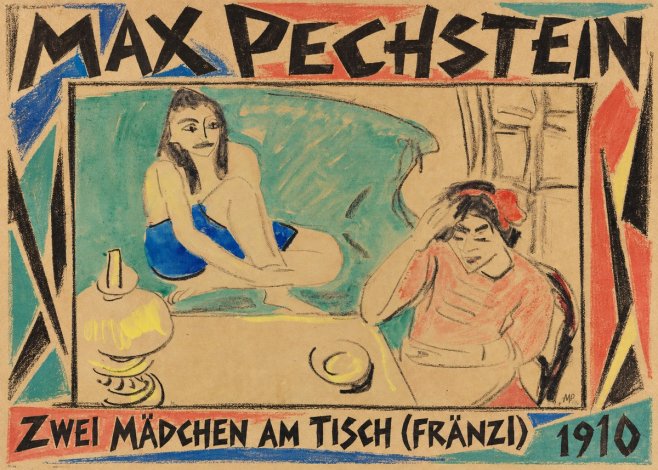 Max Pechstein Zwei Mädchen Am Tisch (Fränzi) No1 - Plakát