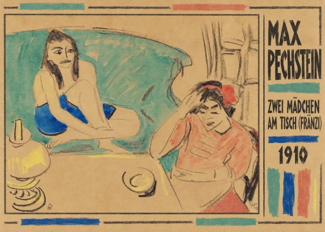 Max Pechstein Zwei Mädchen Am Tisch (Fränzi) No2 - Plakát