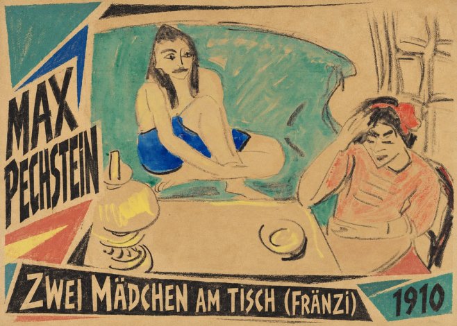 Max Pechstein Zwei Mädchen Am Tisch (Fränzi) No3 - Plakát