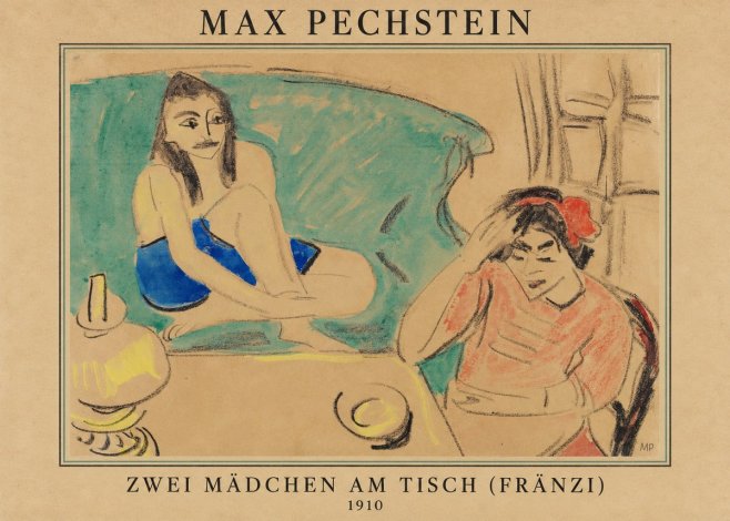Max Pechstein Zwei Mädchen Am Tisch (Fränzi) No4 - Plakát
